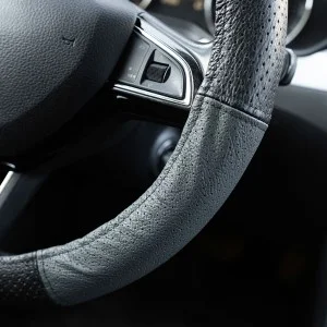 Husa volan piele naturala perforata gri 37-39 cm mega drive, UMBRELLA