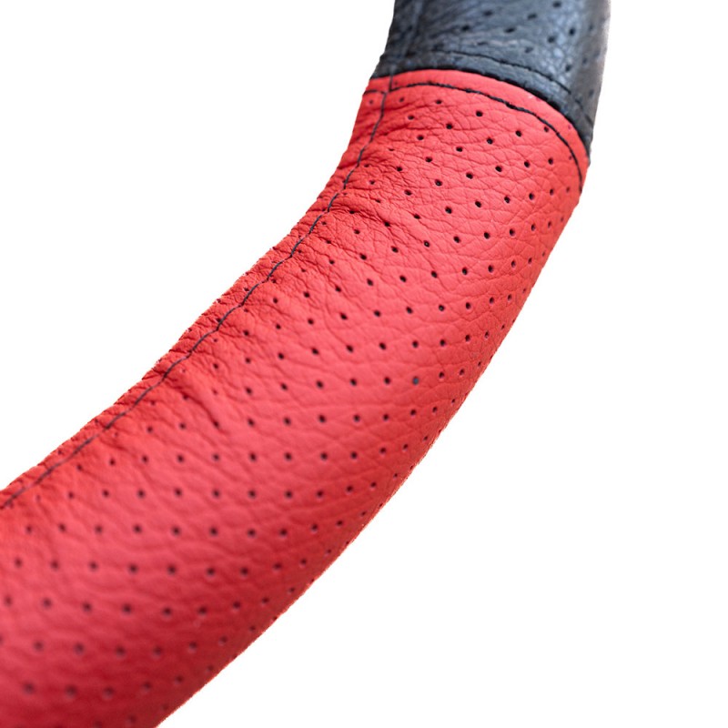 Husa volan piele naturala perforata rosu 37-39 cm mega drive