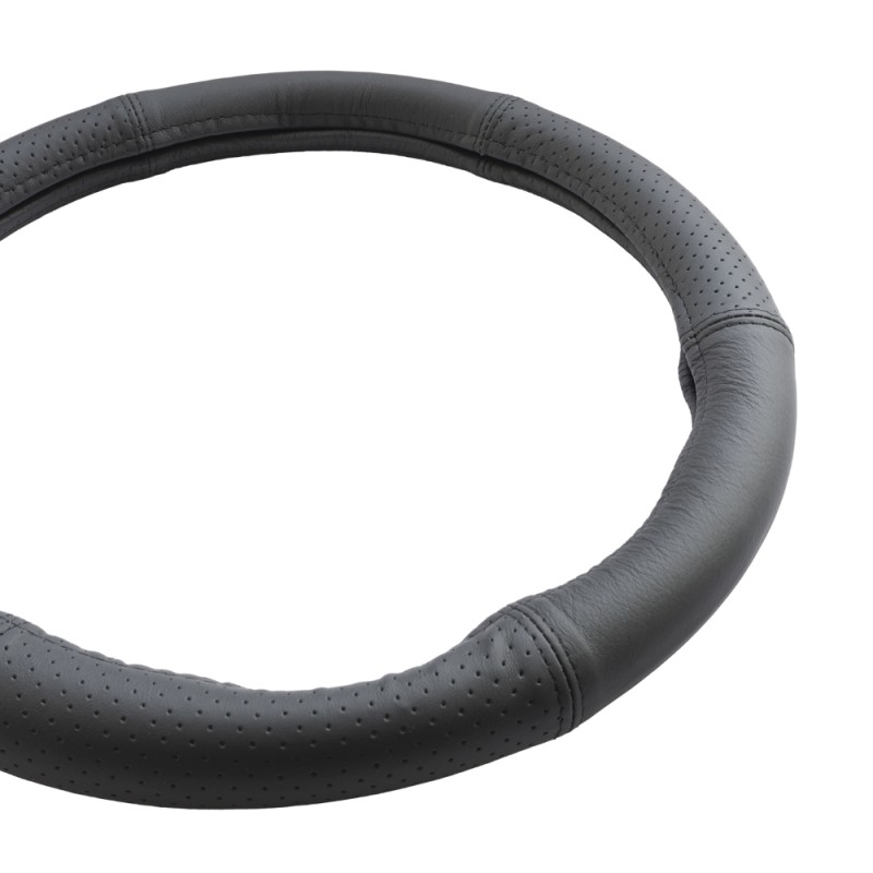 Husa volan piele naturala semi perforata negru 37-39 cm