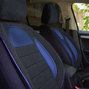 Set huse scaun racing negru - albastru