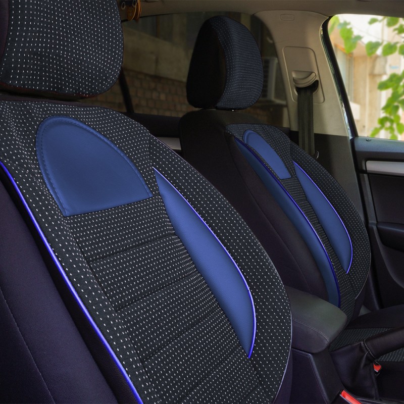 Set huse scaun racing negru - albastru