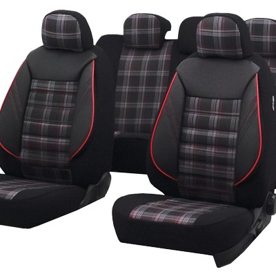 Set huse scaun sport negru-rosu