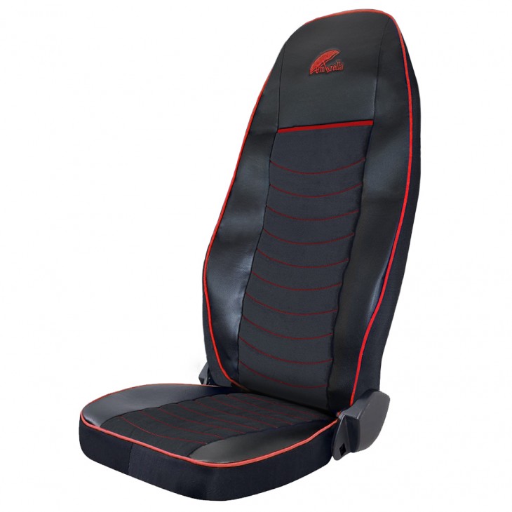 Set huse scaun truck umbrella pentru scania seria r 2006-2020 piele ecologica neagra + velvet negru - CFSCTR-SCA015-RIO-007 - UMBRELLA