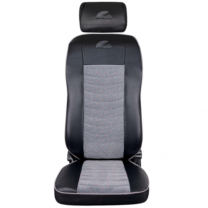 Set huse scaun truck umbrella pentru volvo 2000-2004 piele ecologica neagra + velvet gri - CFSCTR-VOL007-RIO-001 - UMBRELLA