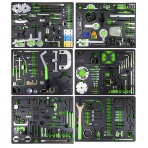 Dulap cu 7 sertare. verde. cu set de instrumente pentru sincronizare motor