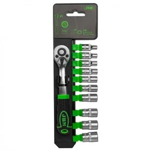 Clichet cu 72 dinti 1/4` cu set tubulare hexagonale jbm