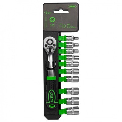 Clichet cu 72 dinti 1/4` cu set tubulare hexagonale jbm - 00743 - JBM