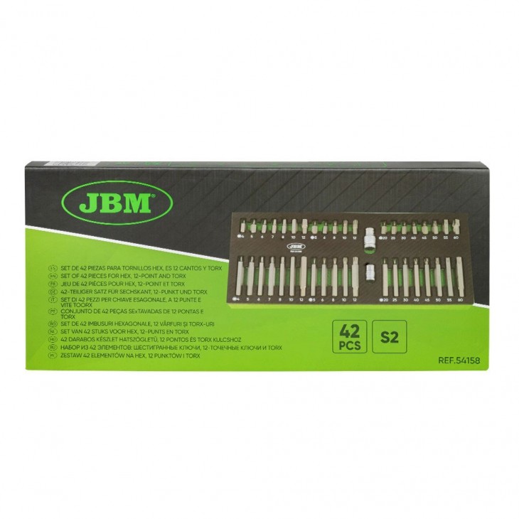 Set de 42 imbusuri hexagonale. 12 varfuri ?i torx-uri - 54158 - JBM