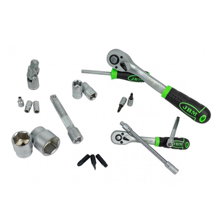 Trusa de tubulare hexagonale cu 94 piese cu clicheti 1/2` si 1/4` jbm