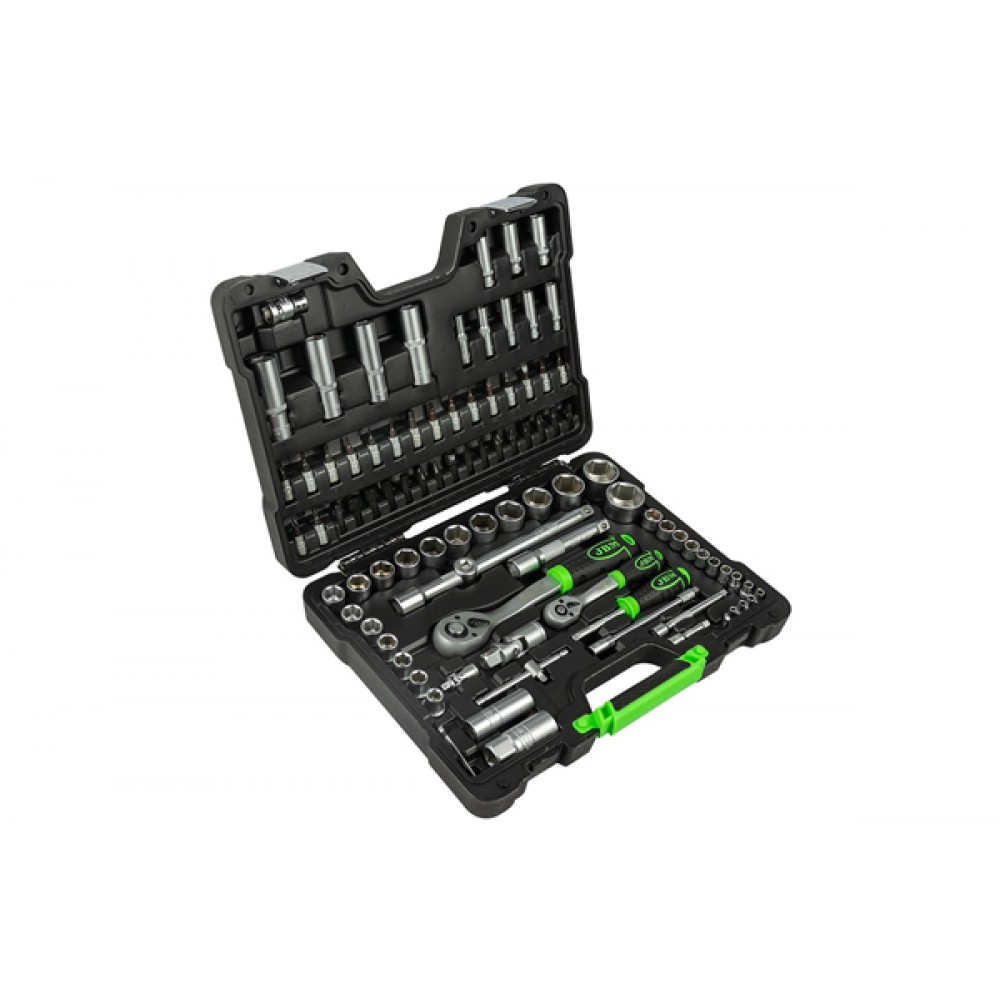 Trusa de tubulare hexagonale cu 94 piese cu clicheti 1/2` si 1/4` jbm