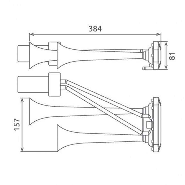 Claxon camion crom cu 2 goarne, melodic, 24v 1a cu compresor - 85KH24.000.02K - SEGER
