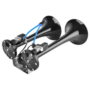 Claxon camion negru metalic cu 2 goarne, melodic, 24v 1a, SEGER