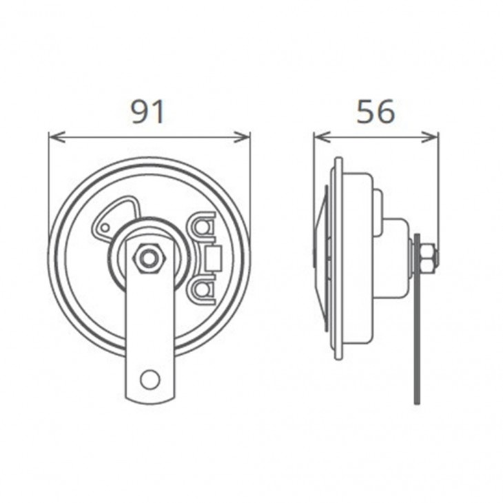Claxon electromagnetic, tip disc, 24v 3a ton inalt - 50FI24.100.02K - SEGER