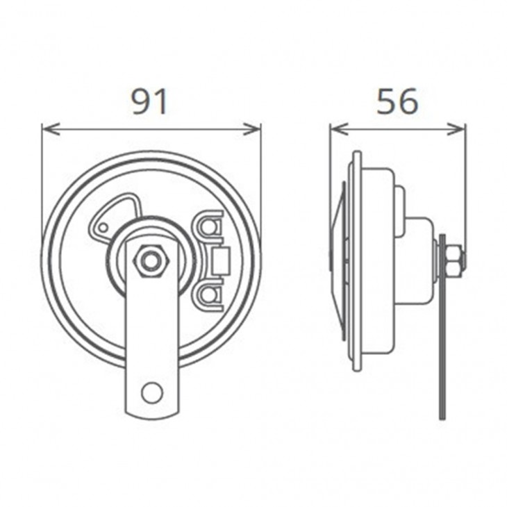 Claxon electromagnetic, tip disc, 24v 3a ton jos - 50FK24.100.02K - SEGER