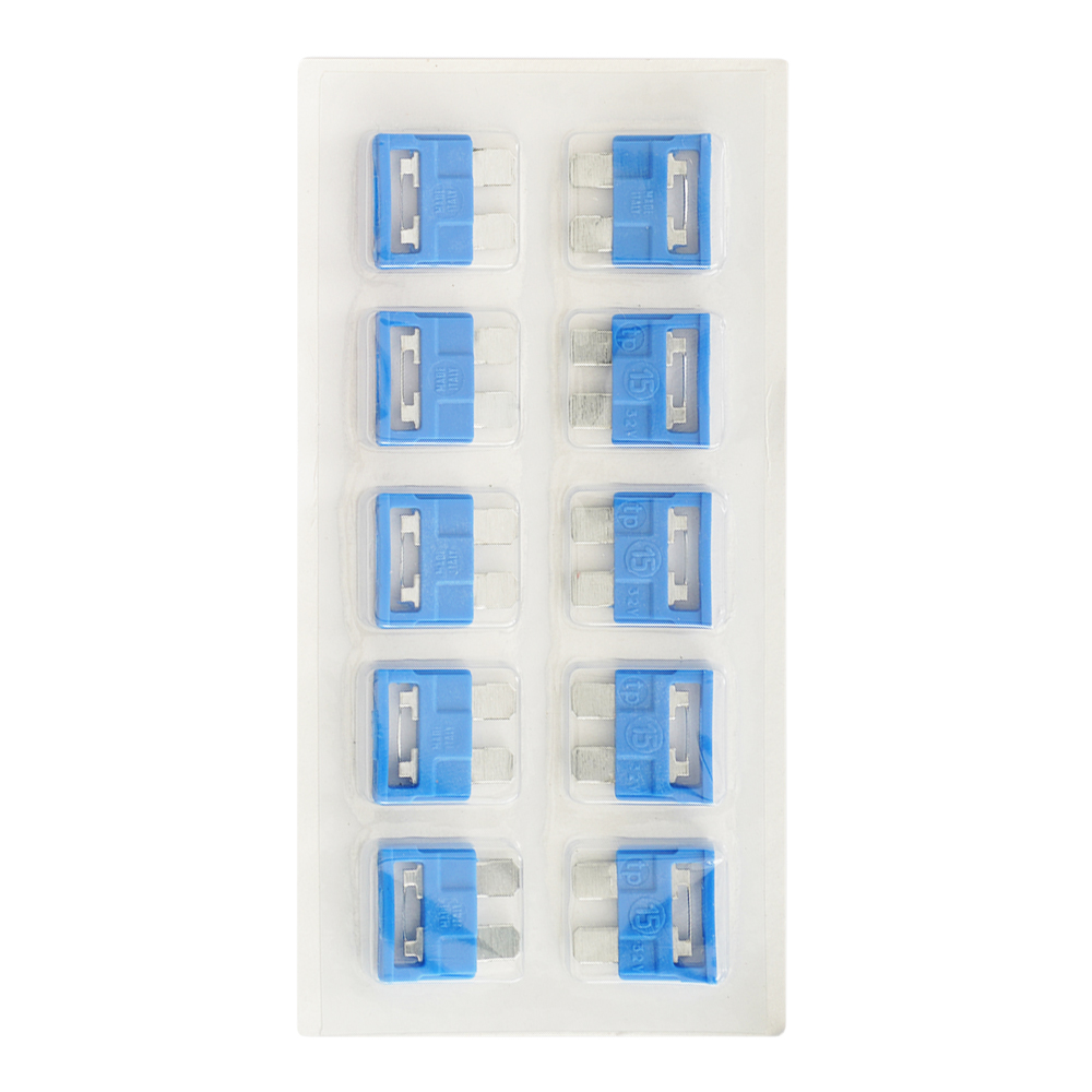 Blister sigurante fuzibile albastre 15a set de 10 buc - 30582-TEC - TECNOPART