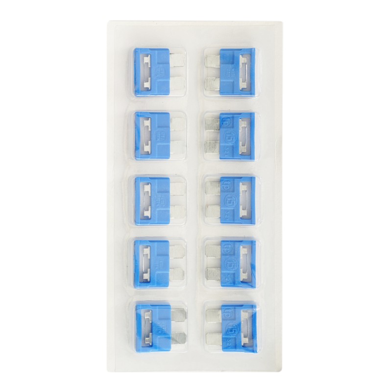 Blister sigurante fuzibile albastre 15a set de 10 buc - 51391 - TECNOPART