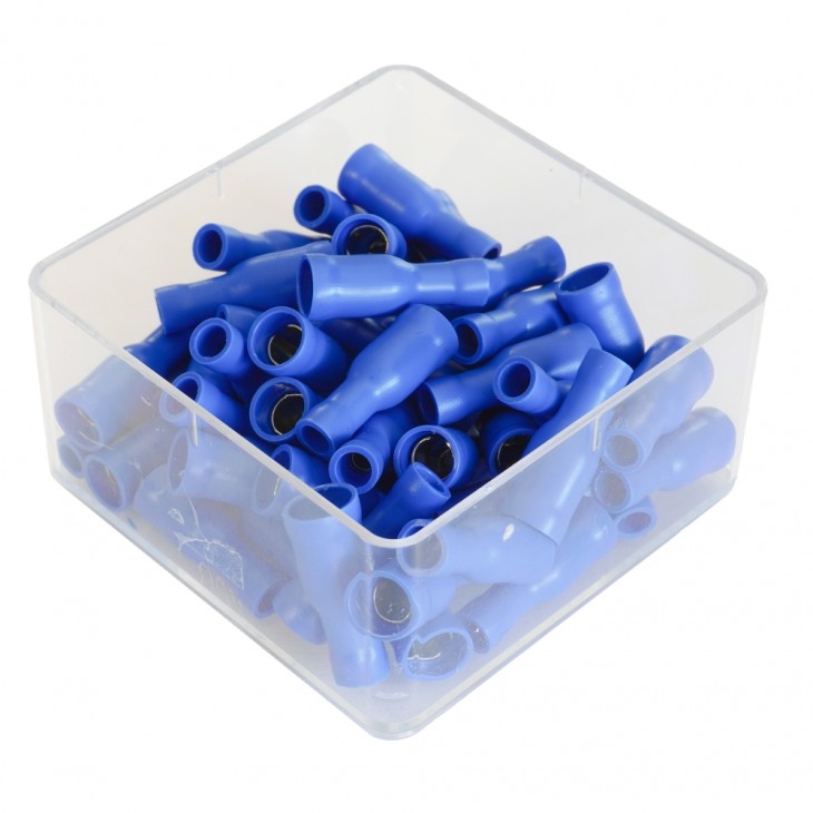 Set 100 mansoane electrice izolate total albastre cilindric 5mm - 81161-TEC - TECNOPART
