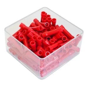 Set 100 mansoane electrice izolate total rosii cilindric 4mm, TECNOPART