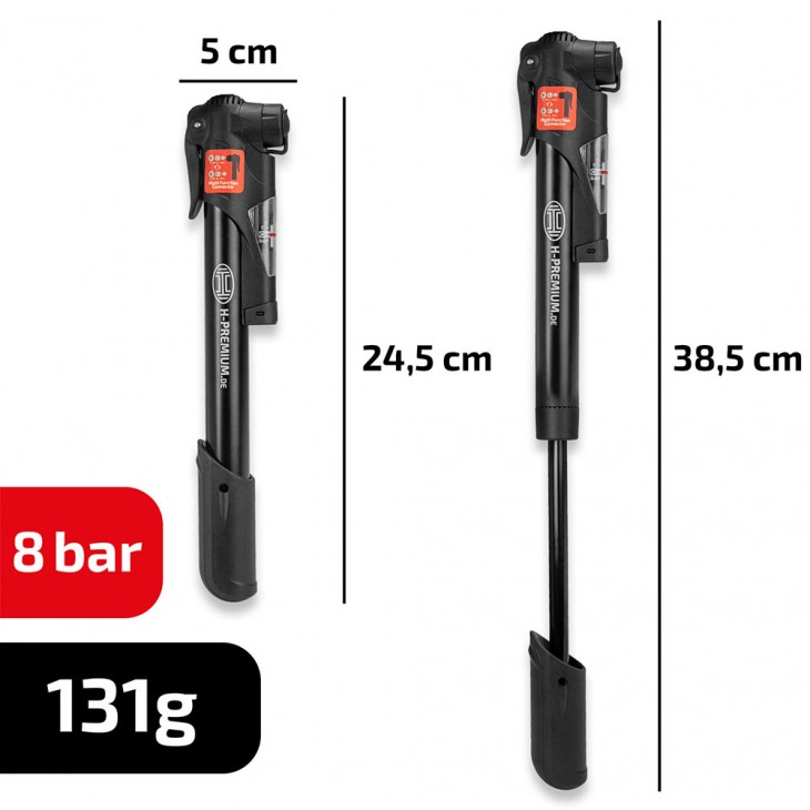 Mini pompa manuala cu manometru premium pentru biciclete - 216420 - HEYNER