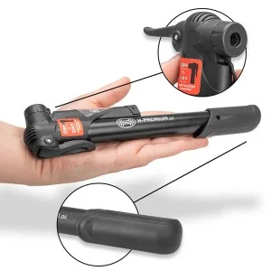 Mini pompa manuala cu manometru premium pentru biciclete, HEYNER