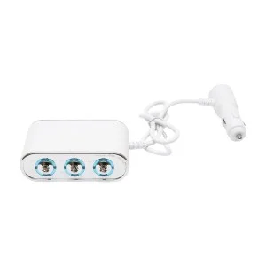 Adaptor bricheta auto tripla 12/24V, iluminata LED, cu intrerupator individual si 1 port USB, 5V, 2.1A