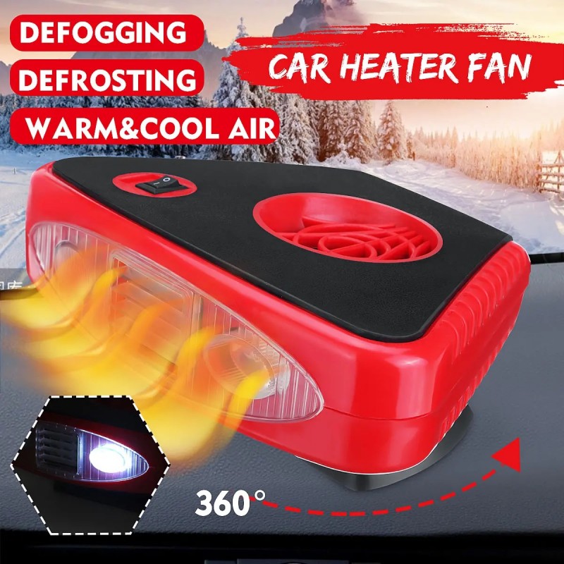 Aeroterma Auto 3in1, pentru ventilatie, incalzire sau dezaburire geam auto, 12V, 150W, cu lanterna - AVX-AM01326 - AMIO