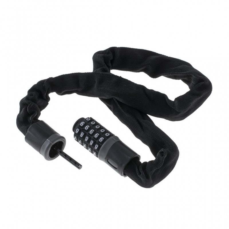 Antifurt bicicleta, Dispozitiv de blocare biciclete, Cifru cu 5 digits, lungime 90cm, culoare Neagra