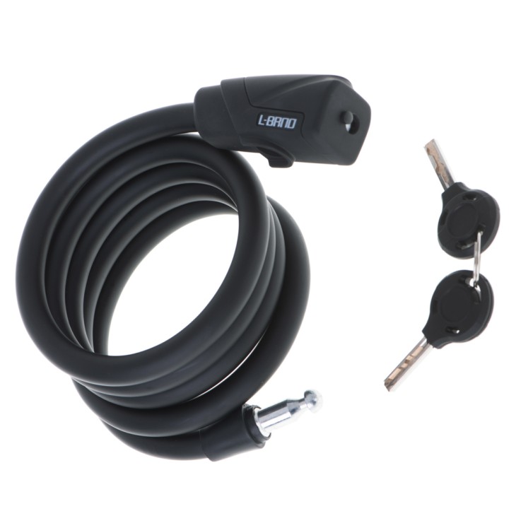 Antifurt bicicleta, Dispozitiv de blocare biciclete, spiralat, cu cheie, lungime 150cm, culoare Neagra