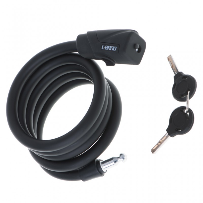 Antifurt bicicleta, Dispozitiv de blocare biciclete, spiralat, cu cheie, lungime 150cm, culoare Neagra