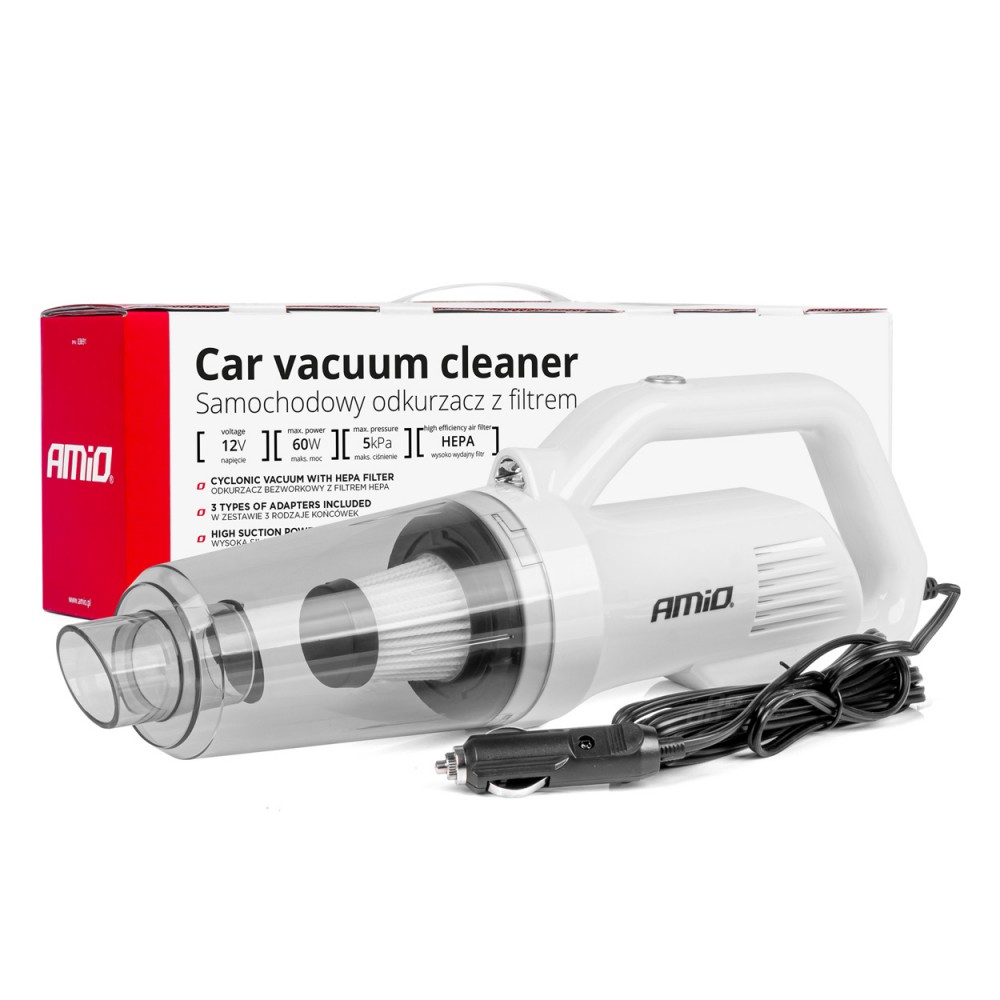 Aspirator Auto PREMIUM, fara sac, cu filtru HEPA, alimentare 12V, putere 60W, vacuum 5kPa - AVX-AM03691 - AMIO