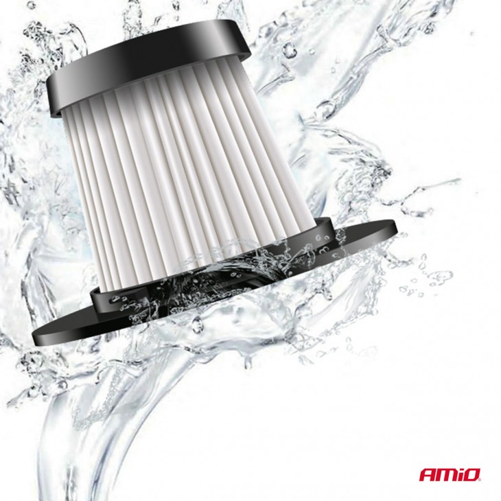 Aspirator Auto PREMIUM, fara sac, cu filtru HEPA, alimentare 12V, putere 60W, vacuum 5kPa - AVX-AM03691 - AMIO