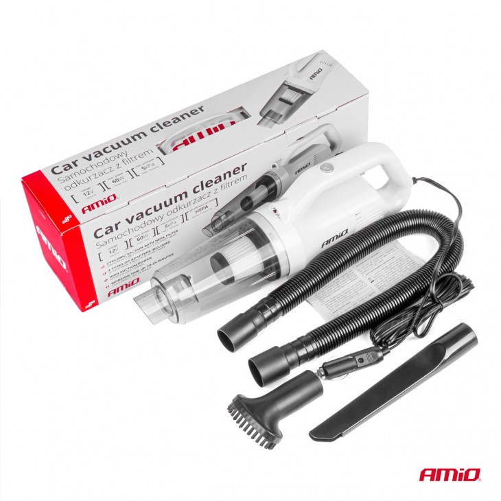 Aspirator Auto PREMIUM, fara sac, cu filtru HEPA, alimentare 12V, putere 60W, vacuum 5kPa - AVX-AM03691 - AMIO