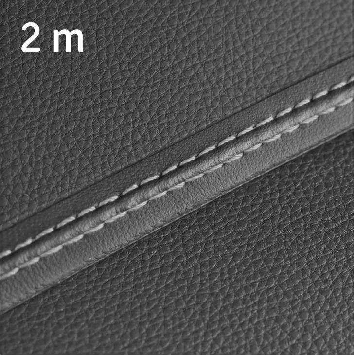 Banda decorativa pentru interiorul vehiculului, lungime 2m, din piele ecologica, culoare Neagra + cusatura Alba