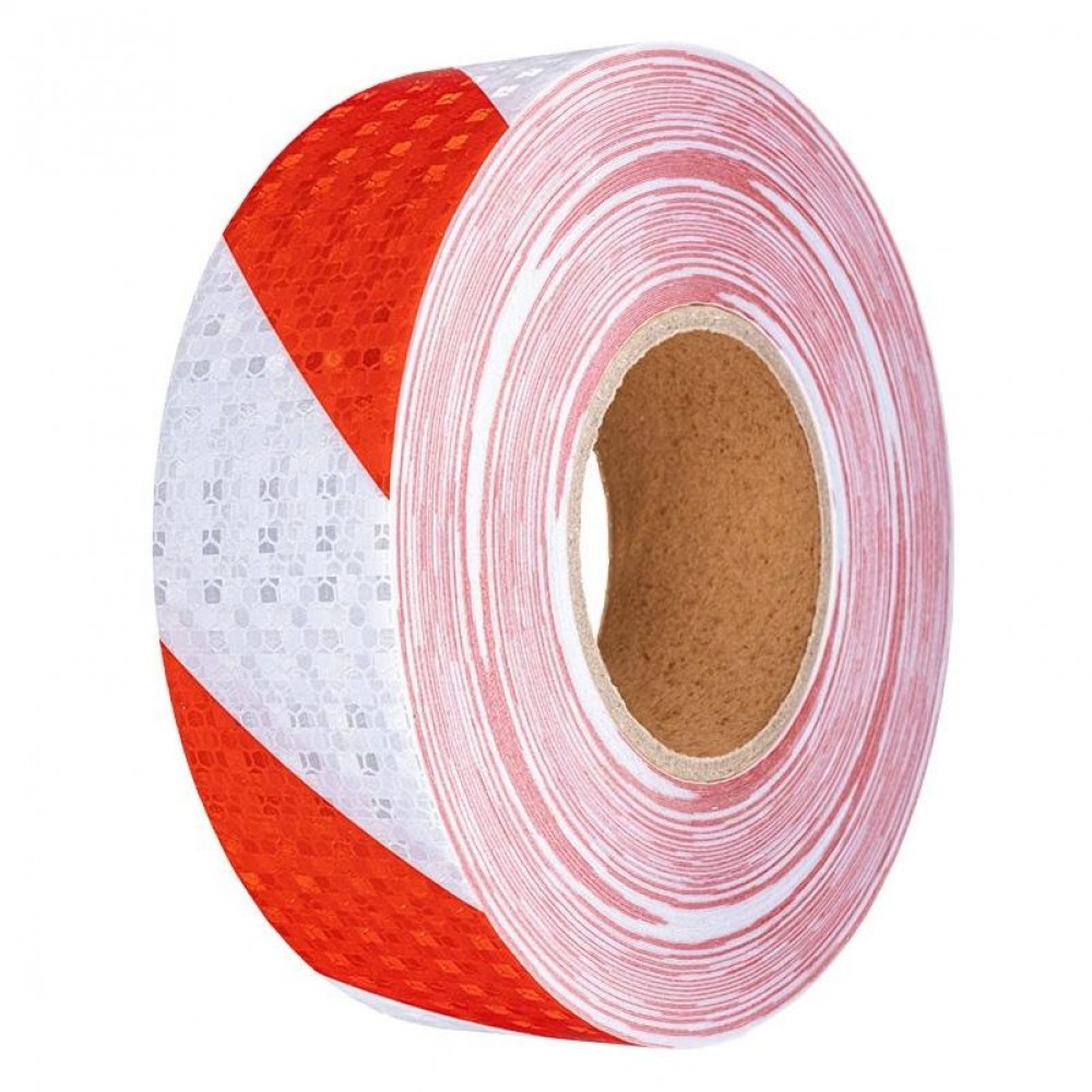Banda reflectorizanta adeziva tip fagure - ROSU-ALB (rola 4cm x 23m) - AVX-T2816 - AVEX