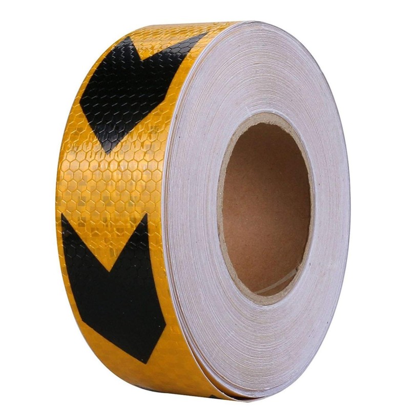 Banda reflectorizanta adeziva tip fagure - SAGEATA NEGRU-GALBEN (rola 5cm x 25m) - AVX-T5513 - AVEX