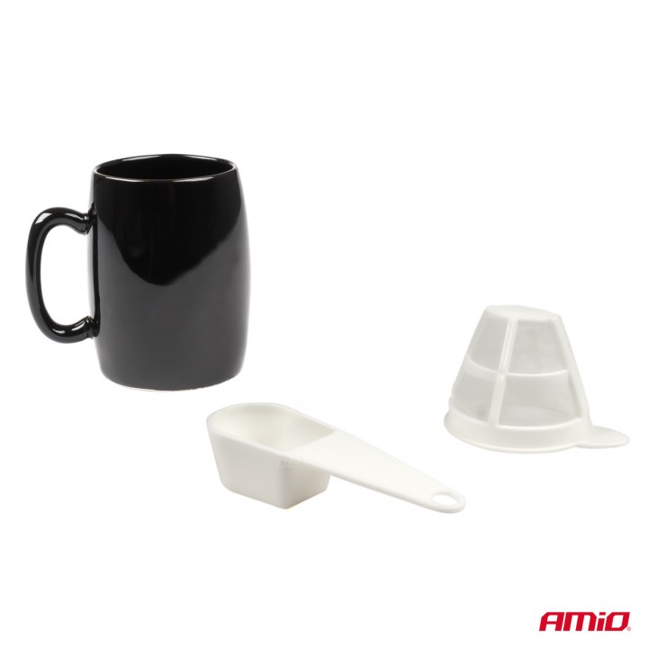 Cafetiera auto pentru TIR, Camion, Autocar, alimentare 24V, putere 250W, volum 150ml - AVX-AM03233 - AMIO