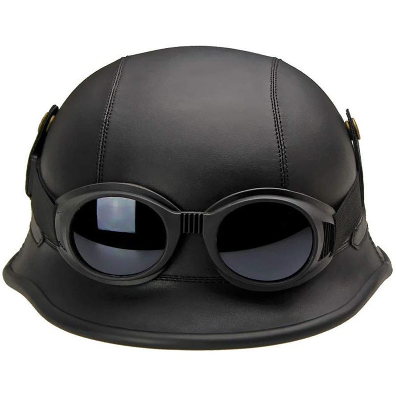 Casca Moto WW2, imbracata in piele ecologica, cu ochelari - AVX-T562 - AVEX