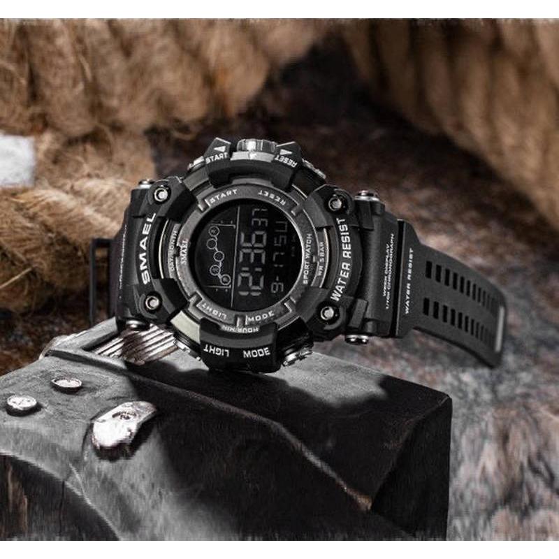 Ceas Militar pentru barbati, SMAEL, impermeabil, afisaj LED, culoare Negru - AVX-KX5268_1 - AVEX