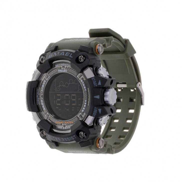 Ceas Militar pentru barbati, SMAEL, impermeabil, afisaj LED, culoare Verde - AVX-KX5268 - AVEX