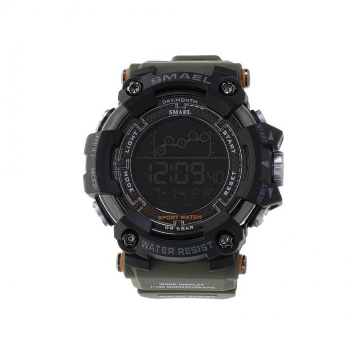 Ceas Militar pentru barbati, SMAEL, impermeabil, afisaj LED, culoare Verde - AVX-KX5268 - AVEX