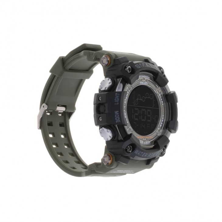 Ceas Militar pentru barbati, SMAEL, impermeabil, afisaj LED, culoare Verde - AVX-KX5268 - AVEX