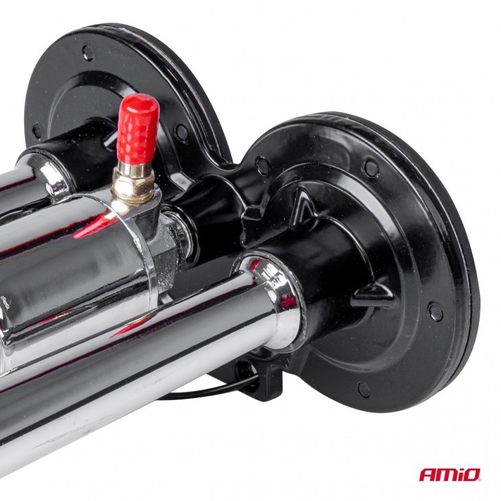 Claxon Camion de tip goarna, dublu, bitonal, finisaj cromat, alimentare 12V - 24V, 118 dB - AVX-AM03617 - AMIO