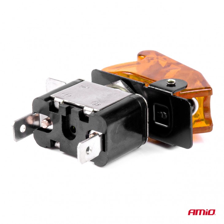 Comutator iluminat (intrerupator) cu protectie, destinatie auto, moto, ATV, SSV, Off-Road, model TOP GUN, tensiune 12V - 24V, culoare Orange - AVX-AM03094 - AMIO