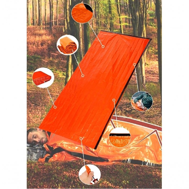 Cort de salvare pliabil, termic (NRC) pentru turism, alpinism, dimensiune 210 x 90 cm - AVX-AG404C - AVEX
