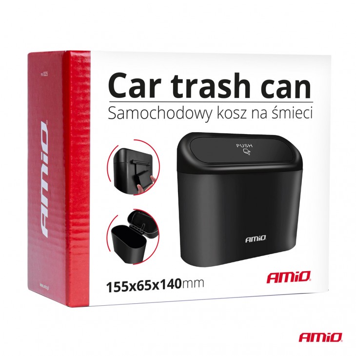 Cos de gunoi suplimentar pentru autoturisme, dimensiuni 17 x 9 x 9 cm, culoare Neagra - AVX-AM03235 - AMIO