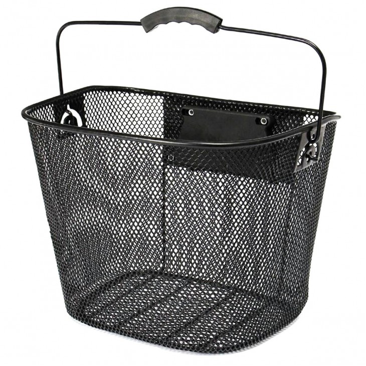 Cos metalic pentru bicicleta cu maner, demontabil, conceput pentru a fi montat in partea din fata, culoare Neagra - AVX-RW15A - AVEX