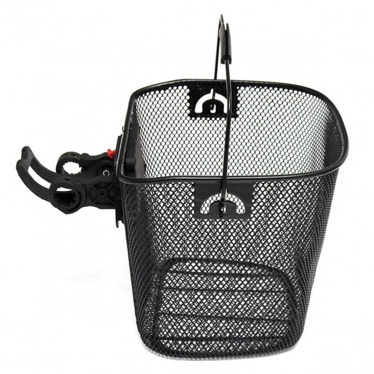 Cos metalic pentru bicicleta cu maner, demontabil, conceput pentru a fi montat in partea din fata, culoare Neagra - AVX-RW15A - AVEX