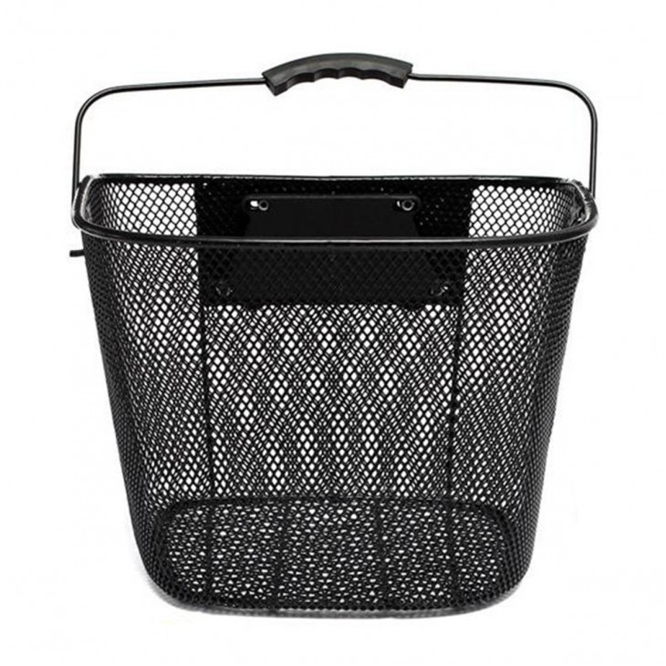 Cos metalic pentru bicicleta cu maner, demontabil, conceput pentru a fi montat in partea din fata, culoare Neagra - AVX-RW15A - AVEX