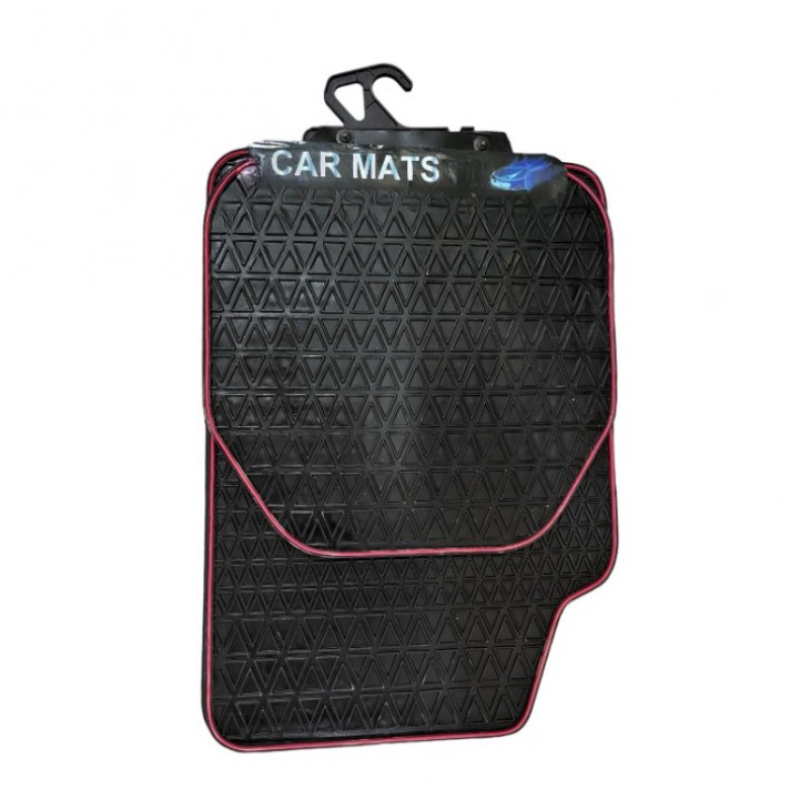 Covorase Auto Universale, din cauciuc sintetic moale, culoare Neagra cu dunga Rosie - AVX-T1972 - AVEX