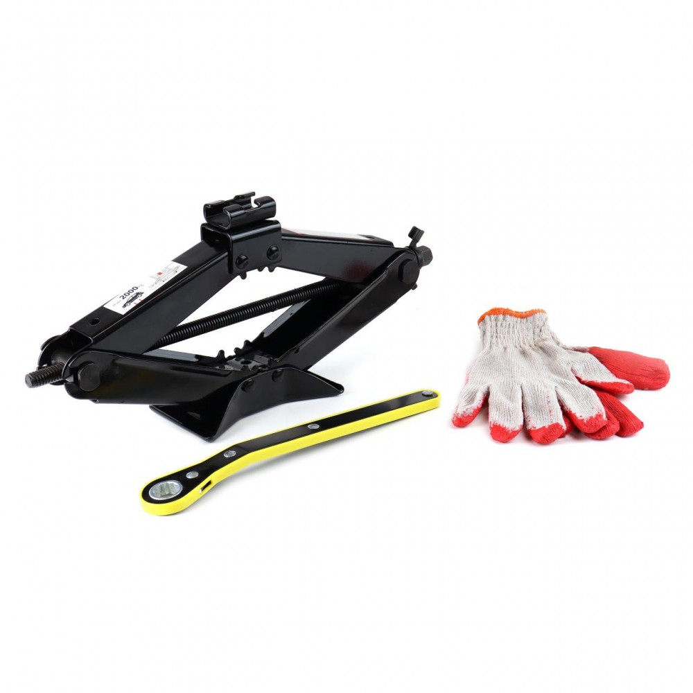 Cric Trapezoidal cu actionare manuala, capacitate ridicare 2000 kg, cu clichet si manusi de lucru - AVX-AM02479 - AMIO